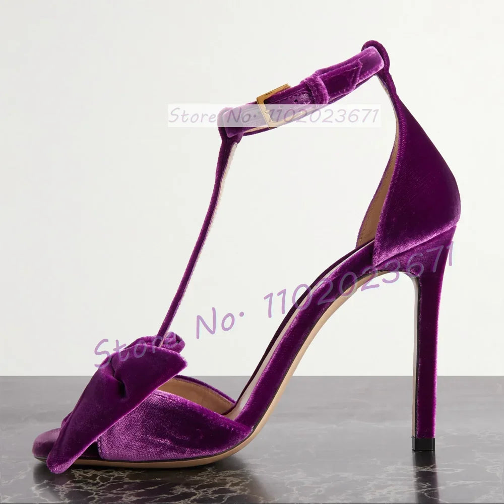Bow-embellished Velvet Sandals