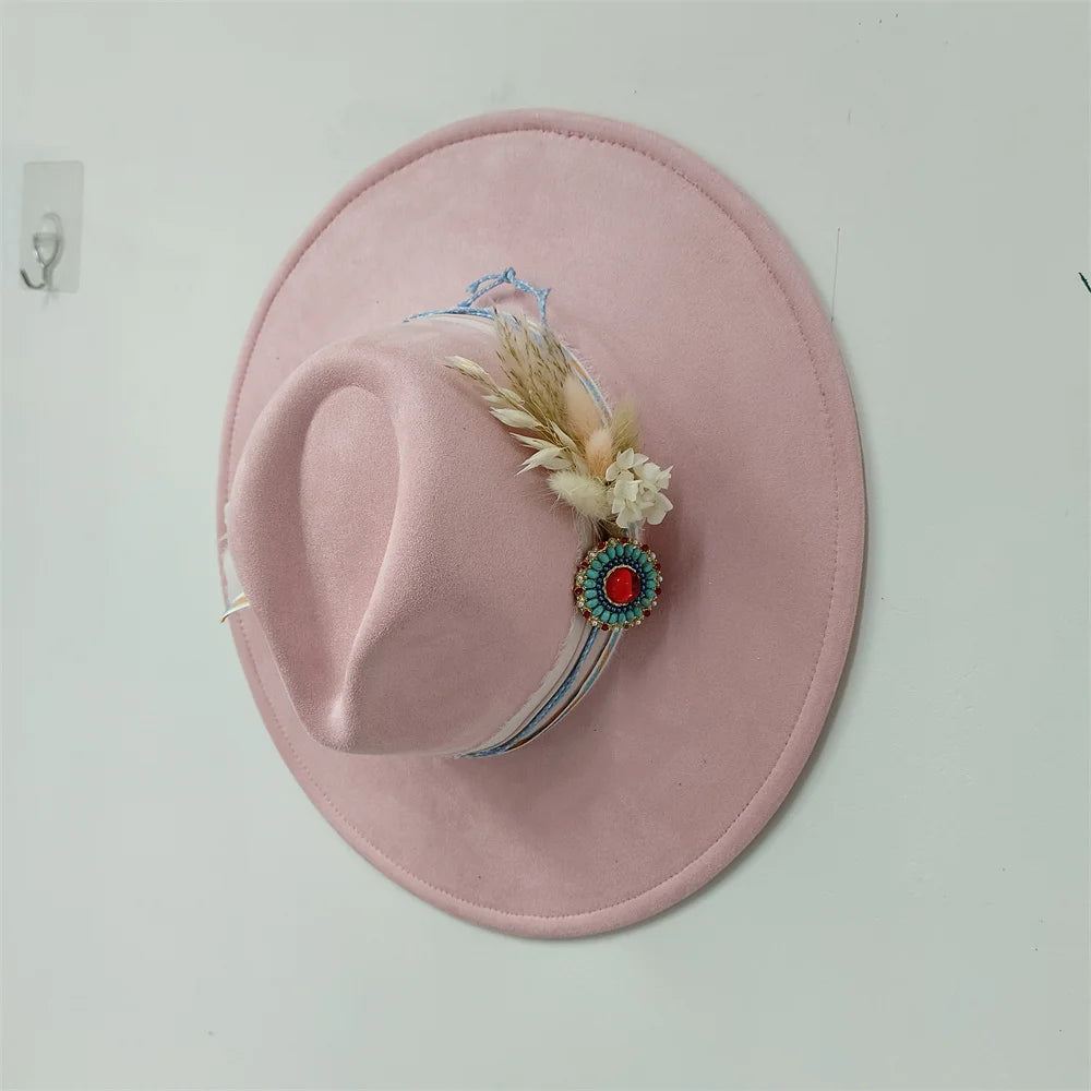 Embroidered Flower Fedora