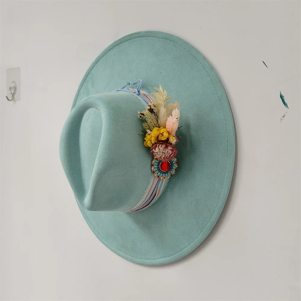 Embroidered Flower Fedora