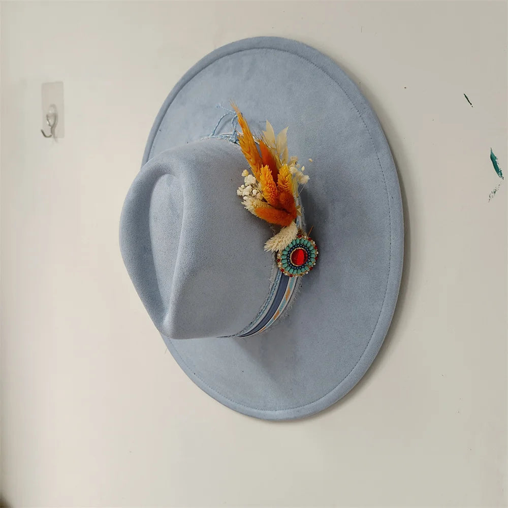 Embroidered Flower Fedora