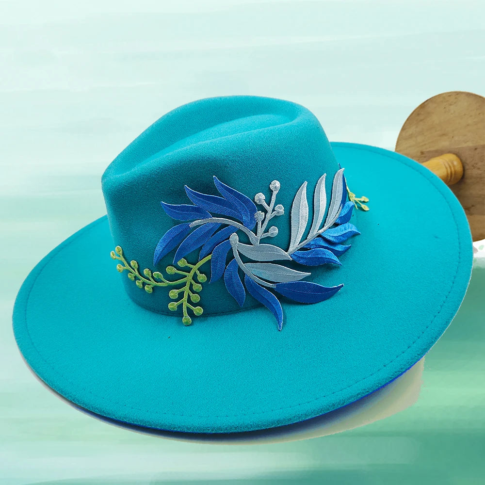 Embroidered Flower Fedora
