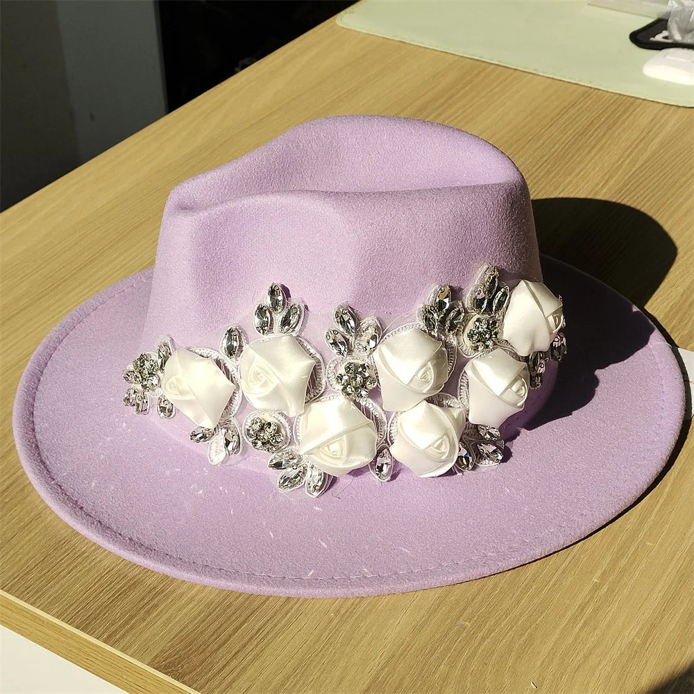 Embroidered Flower Fedora