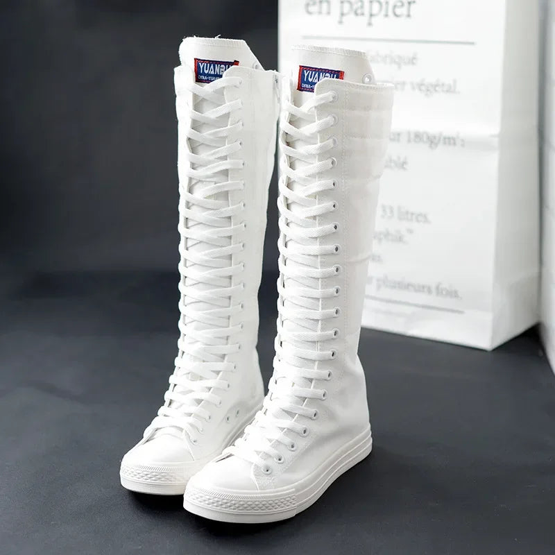 Lace Up Knee High Boots