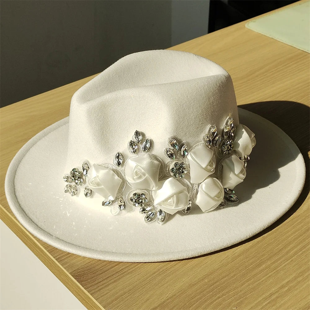 Embroidered Flower Fedora