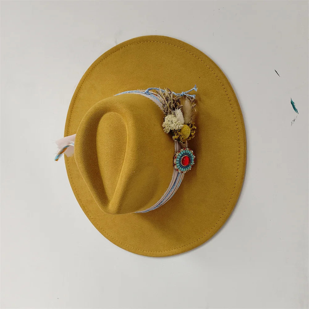 Embroidered Flower Fedora