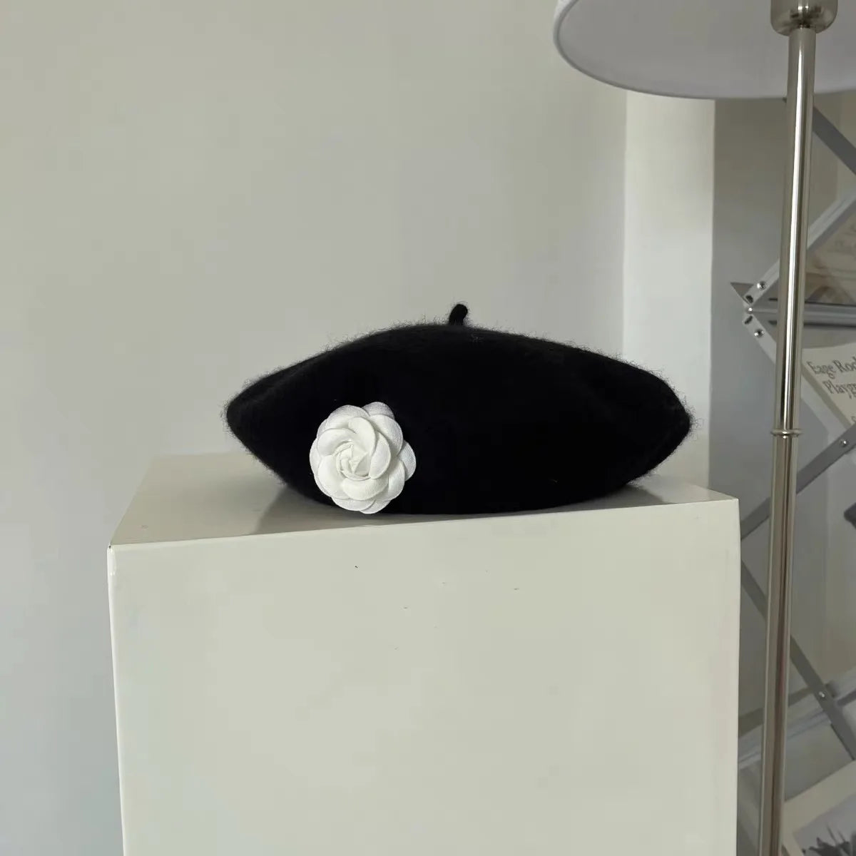 French Flower Black Beret