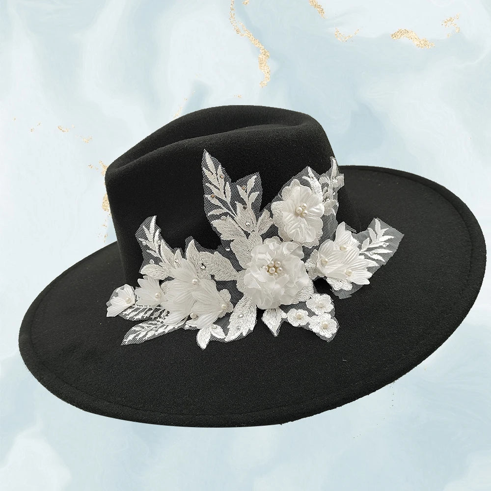 Embroidered Flower Fedora
