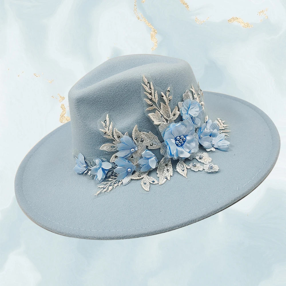 Embroidered Flower Fedora