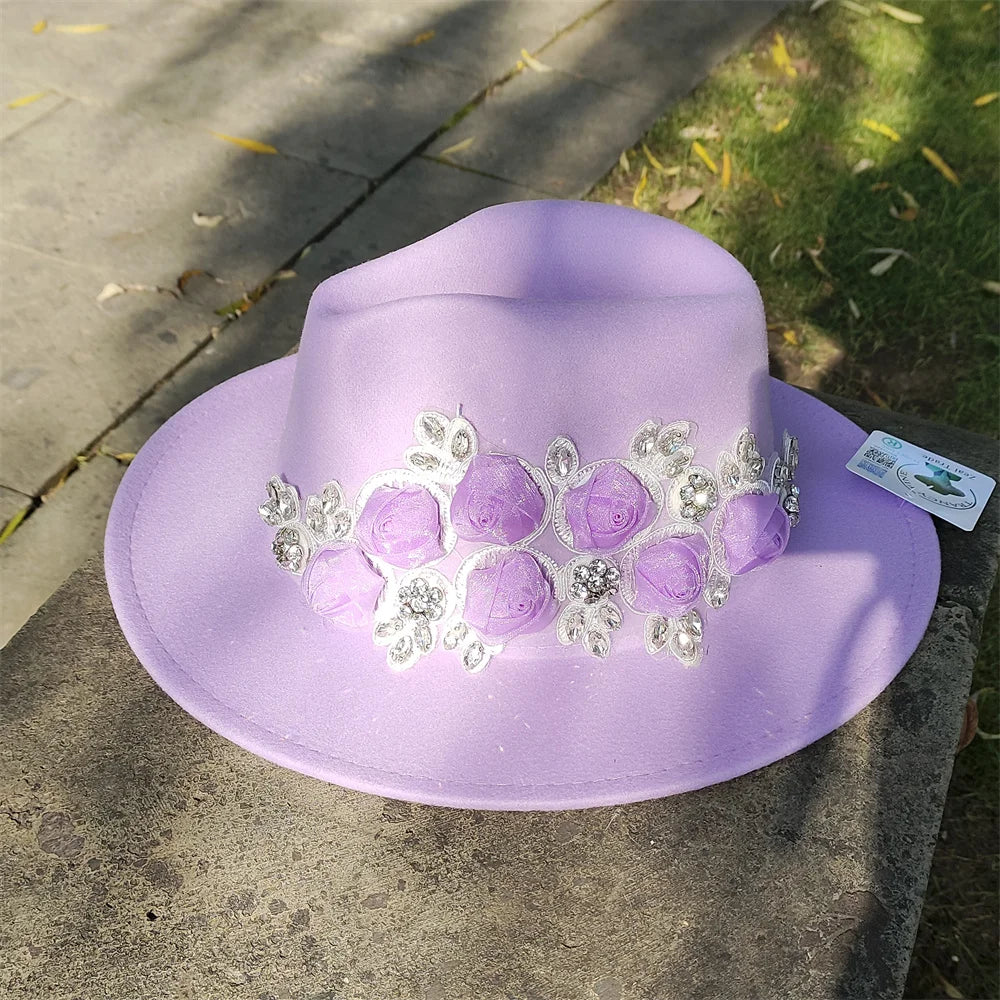 Embroidered Flower Fedora