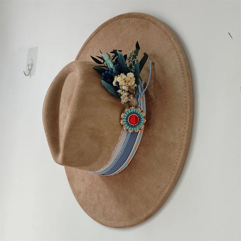 Embroidered Flower Fedora