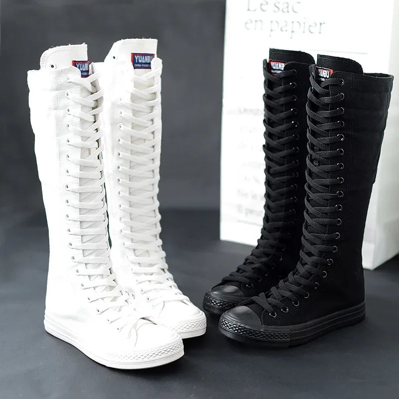 Lace Up Knee High Boots