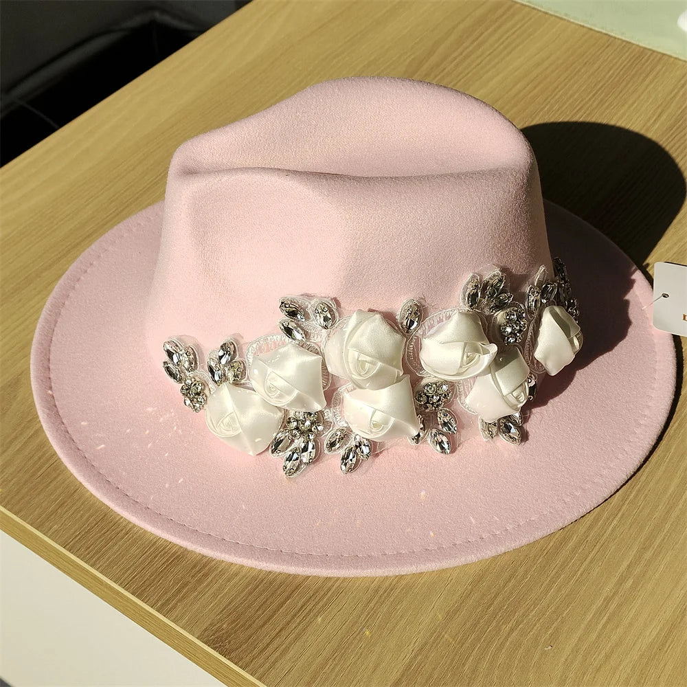Embroidered Flower Fedora