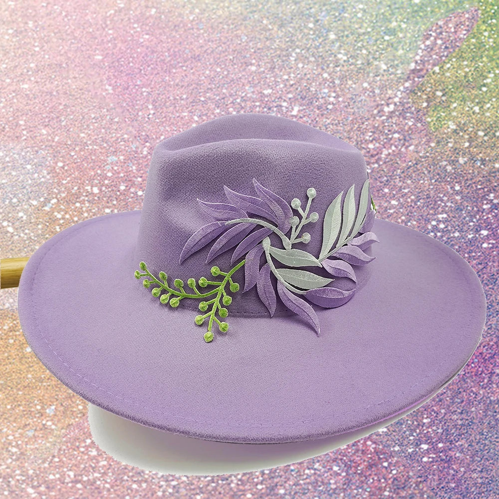 Embroidered Flower Fedora
