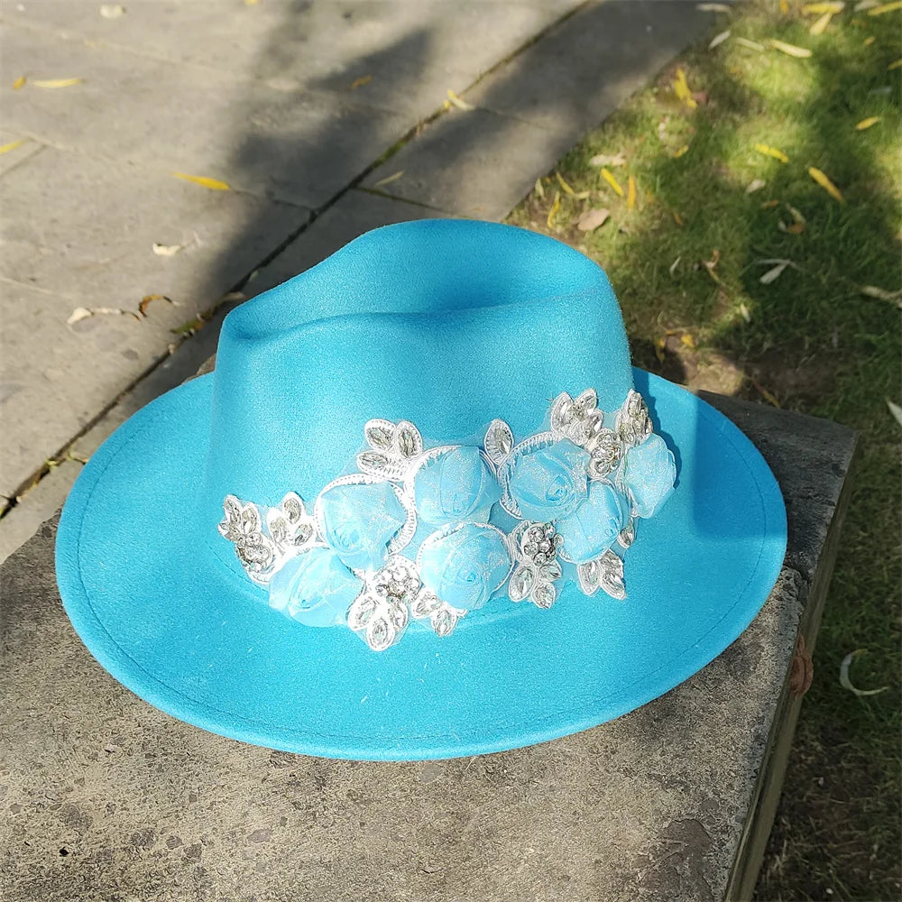 Embroidered Flower Fedora