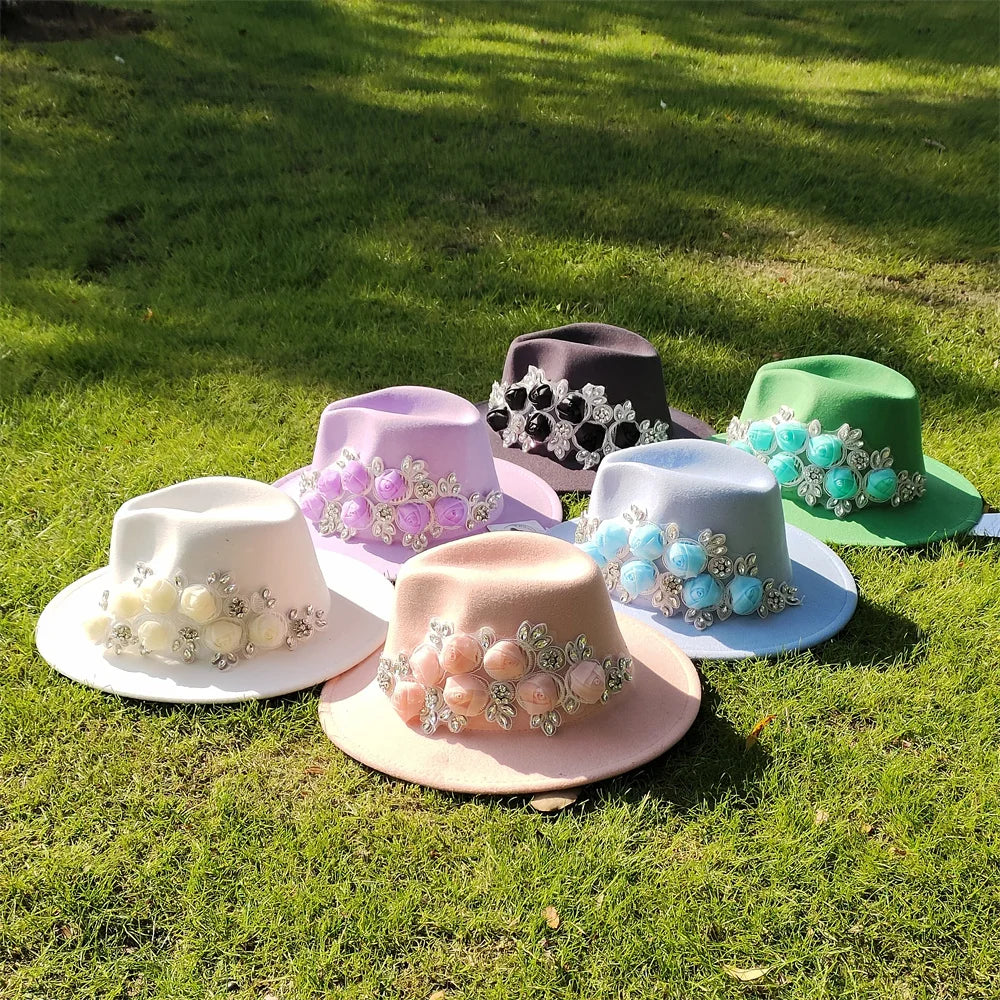 Embroidered Flower Fedora