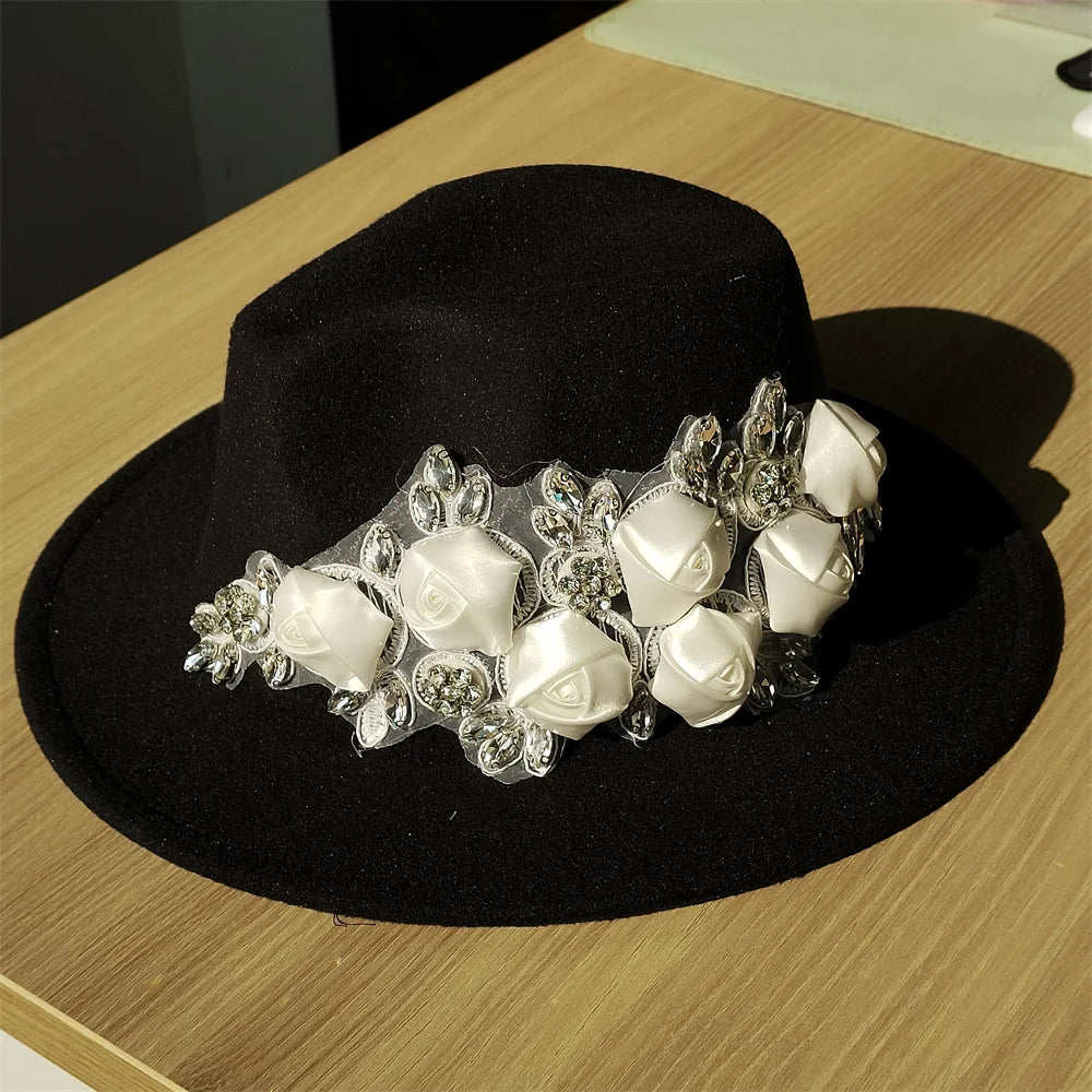 Embroidered Flower Fedora
