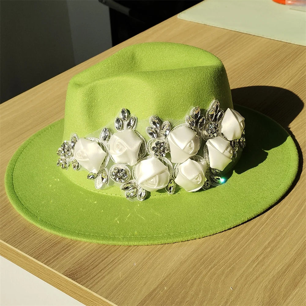 Embroidered Flower Fedora
