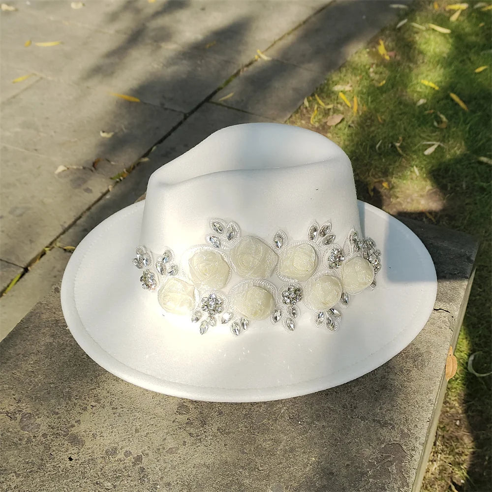 Embroidered Flower Fedora