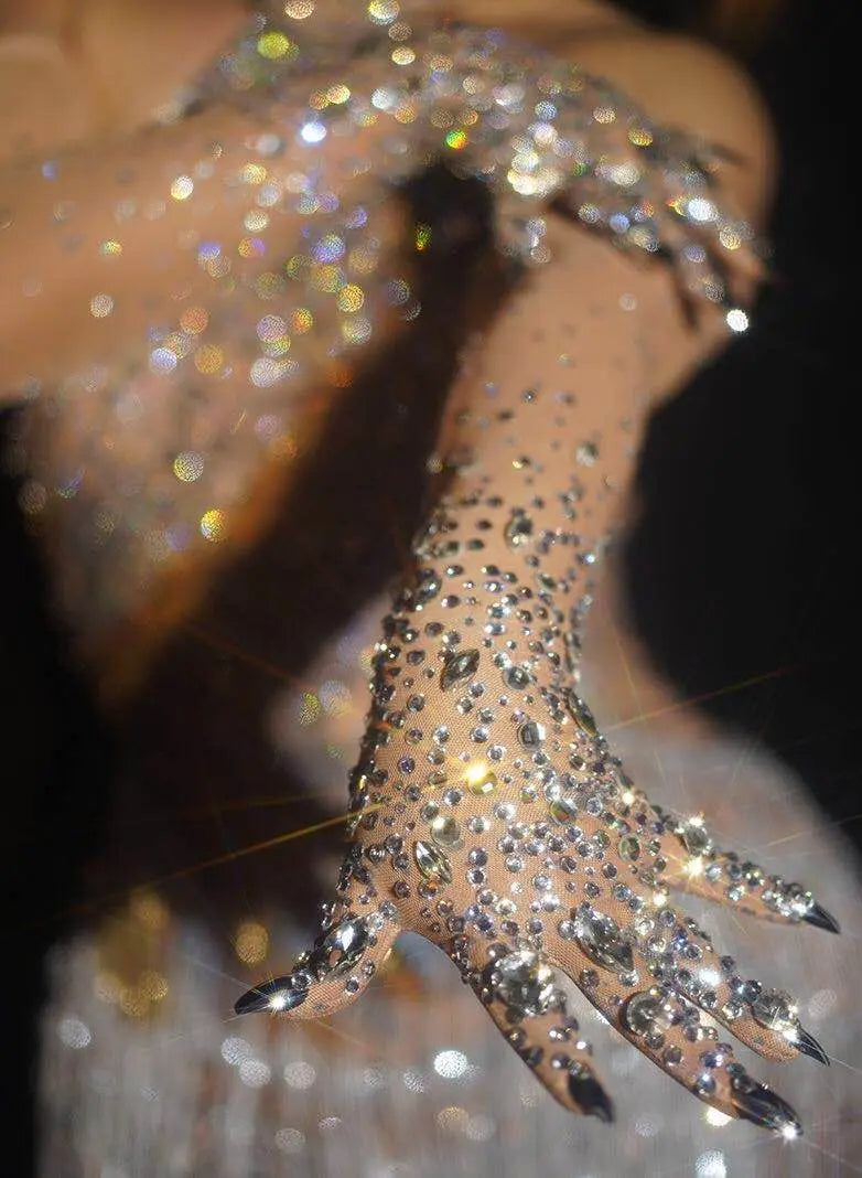 Luxurious Crystal Mesh Gloves