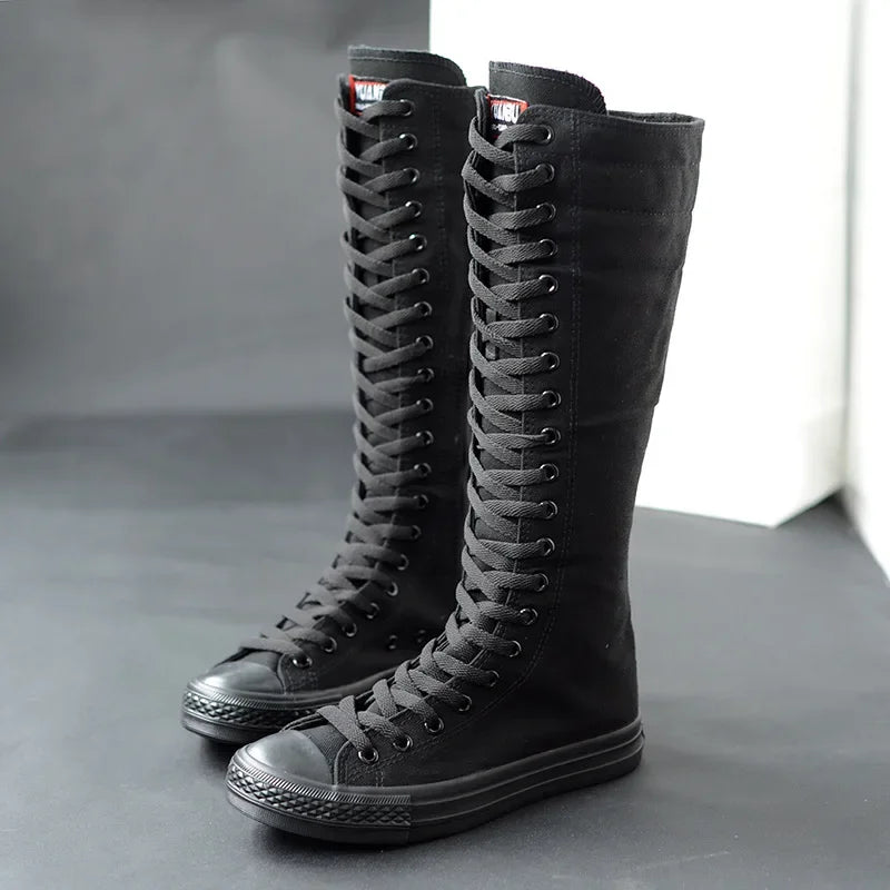 Lace Up Knee High Boots