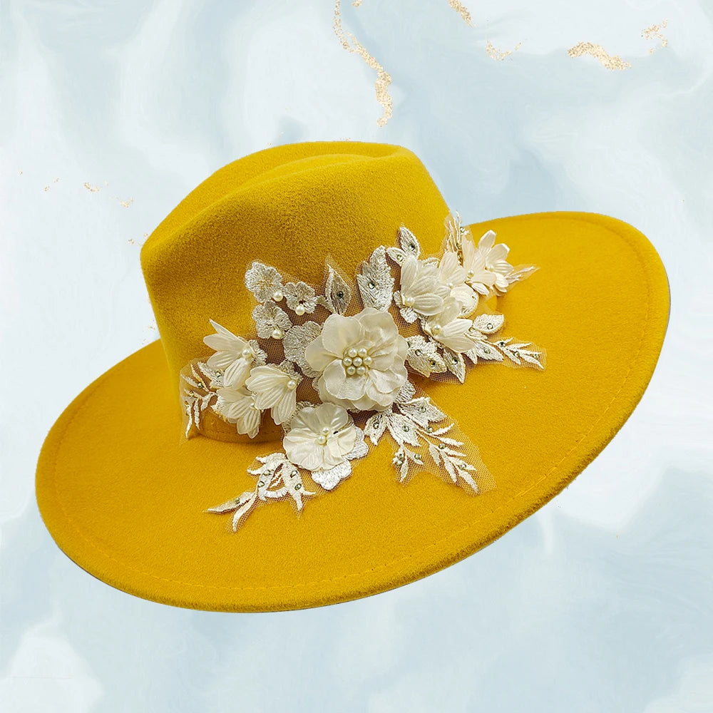 Embroidered Flower Fedora
