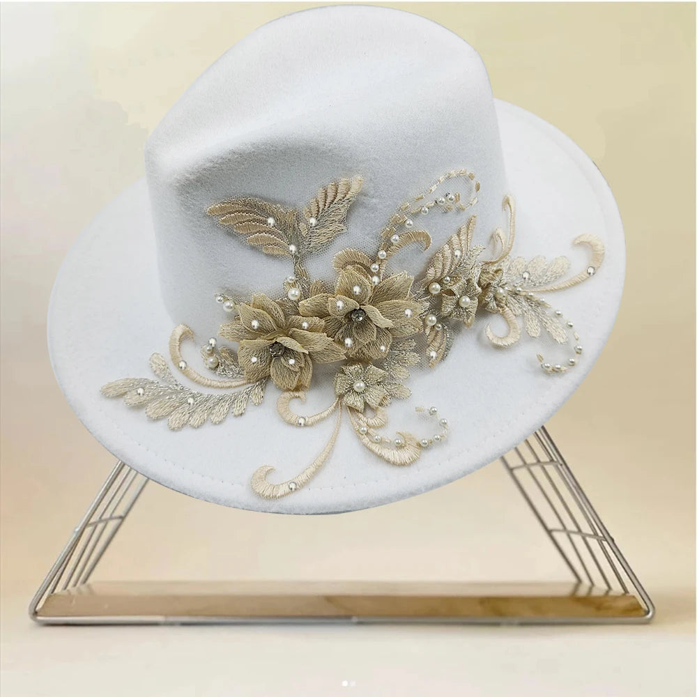 Embroidered Flower Fedora