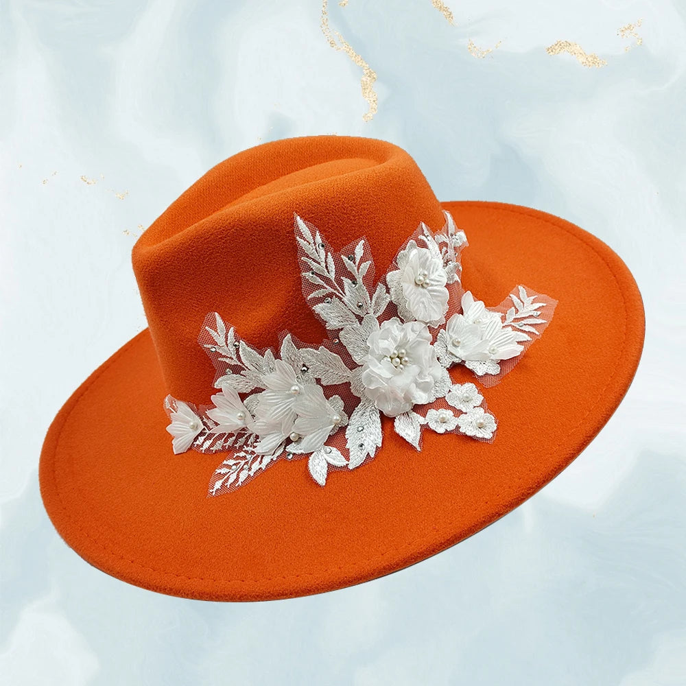 Embroidered Flower Fedora