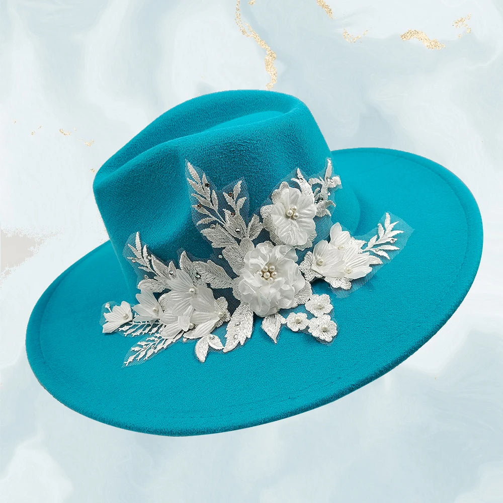 Embroidered Flower Fedora