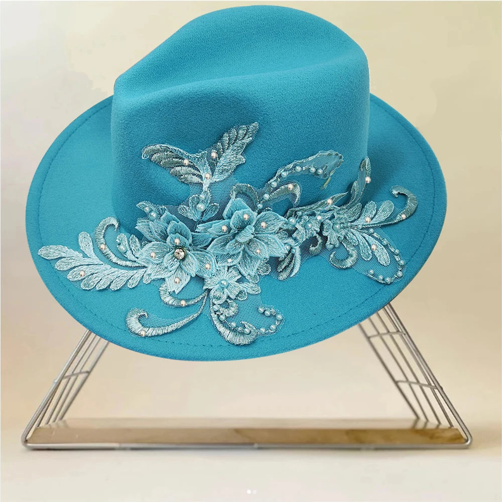 Embroidered Flower Fedora