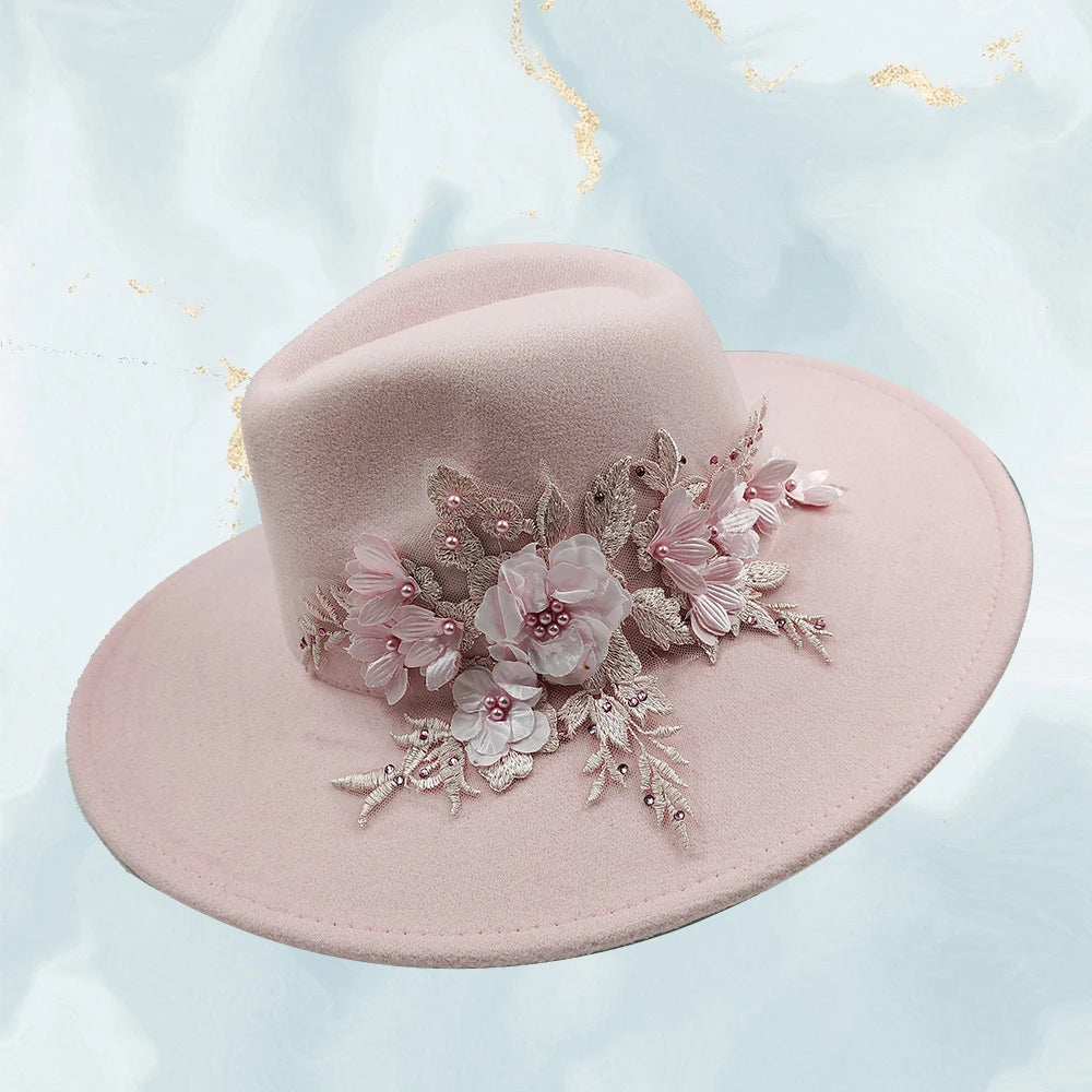 Embroidered Flower Fedora