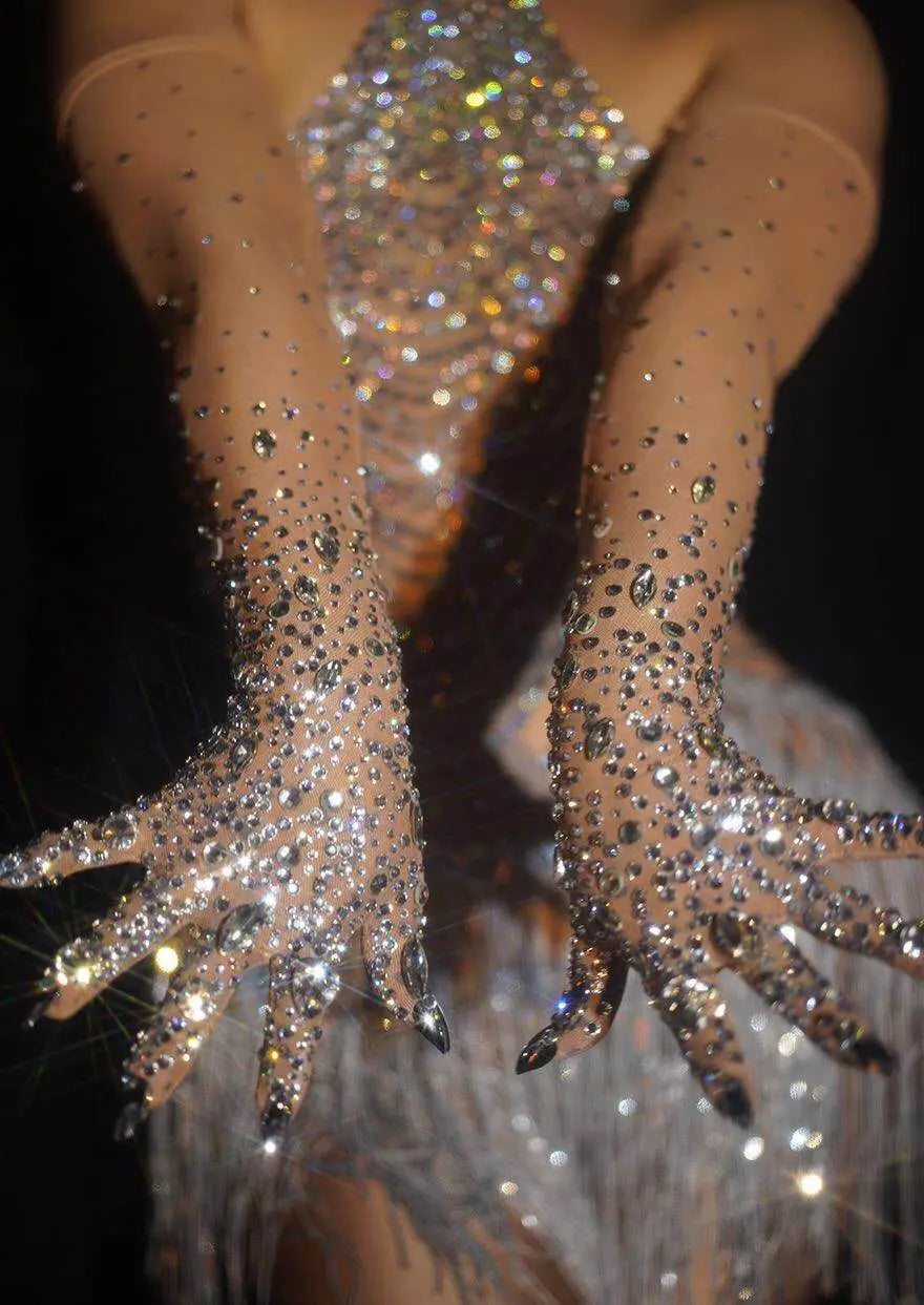 Luxurious Crystal Mesh Gloves
