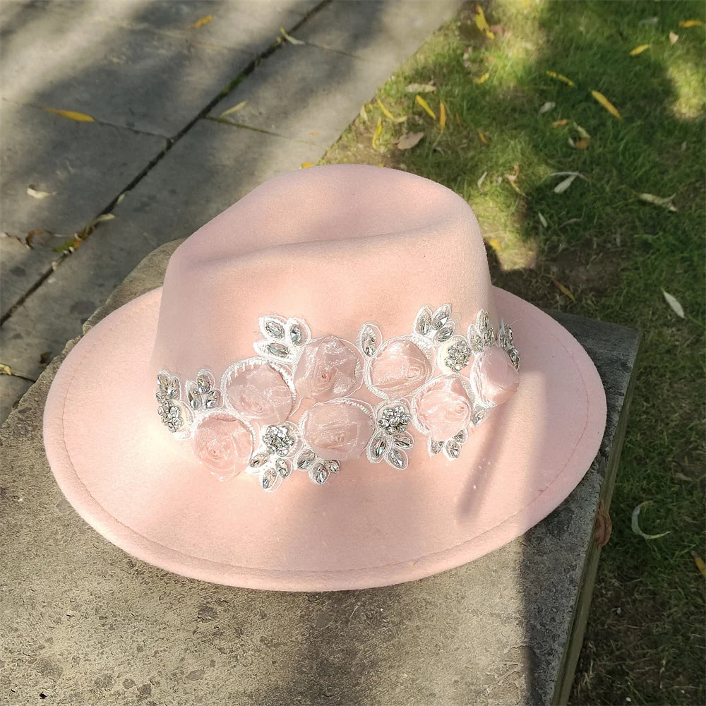 Embroidered Flower Fedora