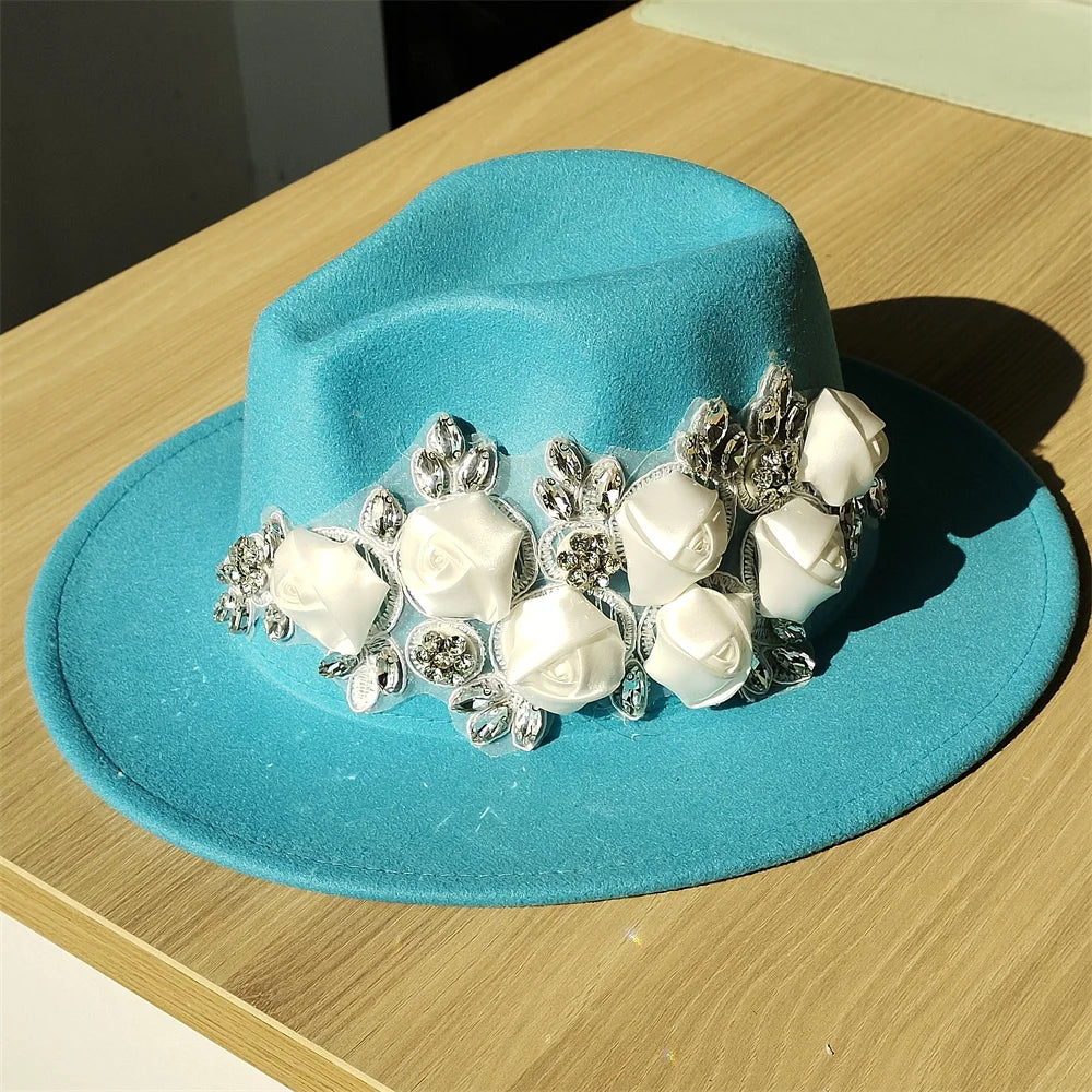 Embroidered Flower Fedora