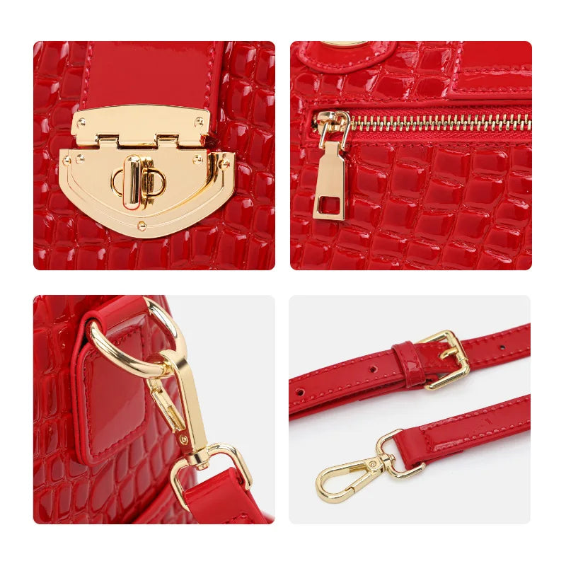 Cowhide Crocodile-Embossed Tote Bag