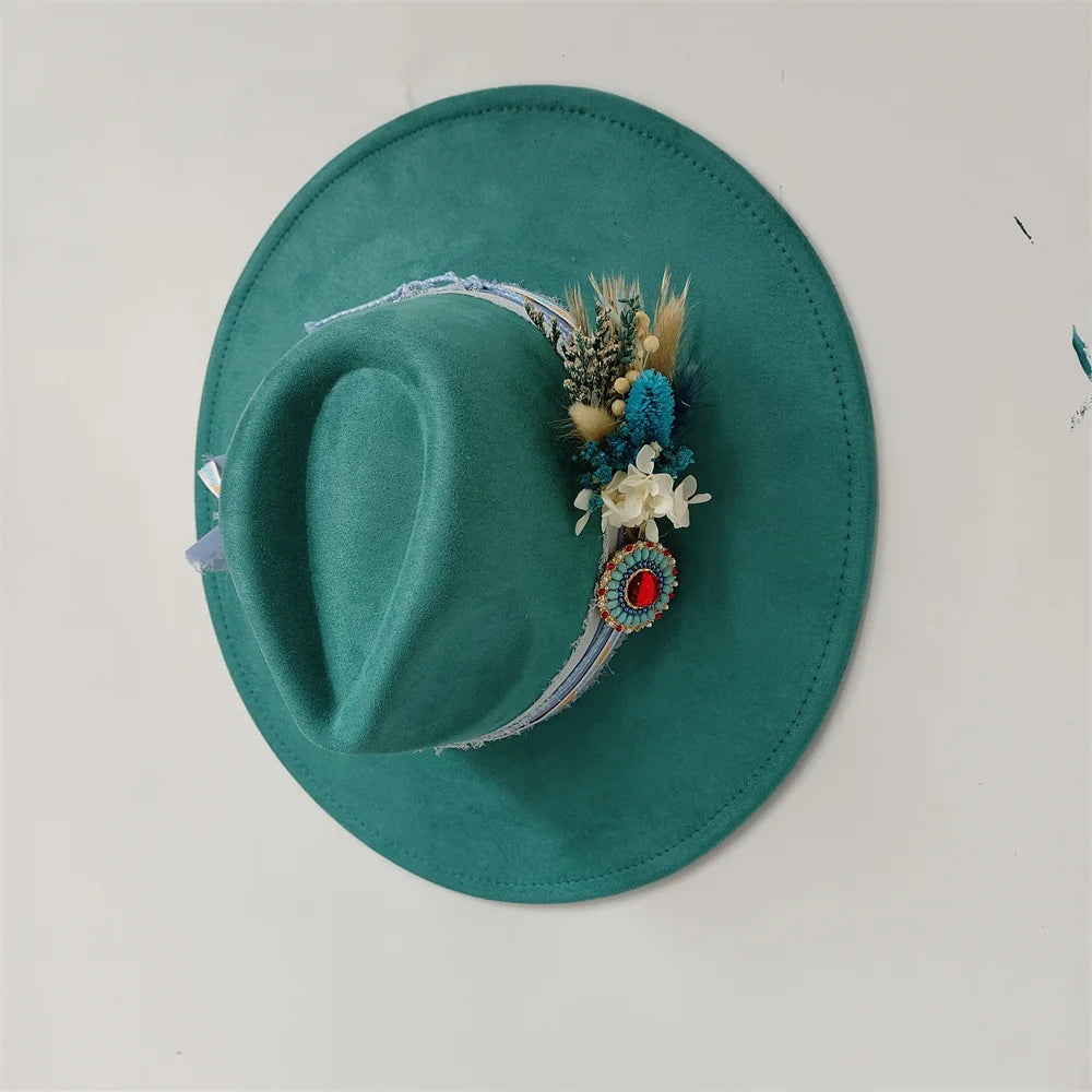 Embroidered Flower Fedora