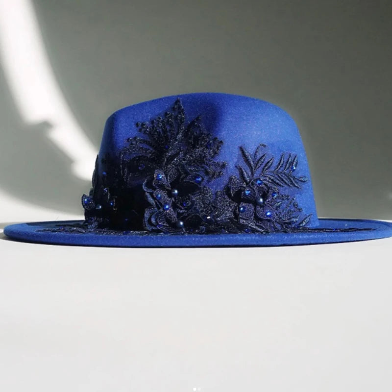 Embroidered Flower Fedora