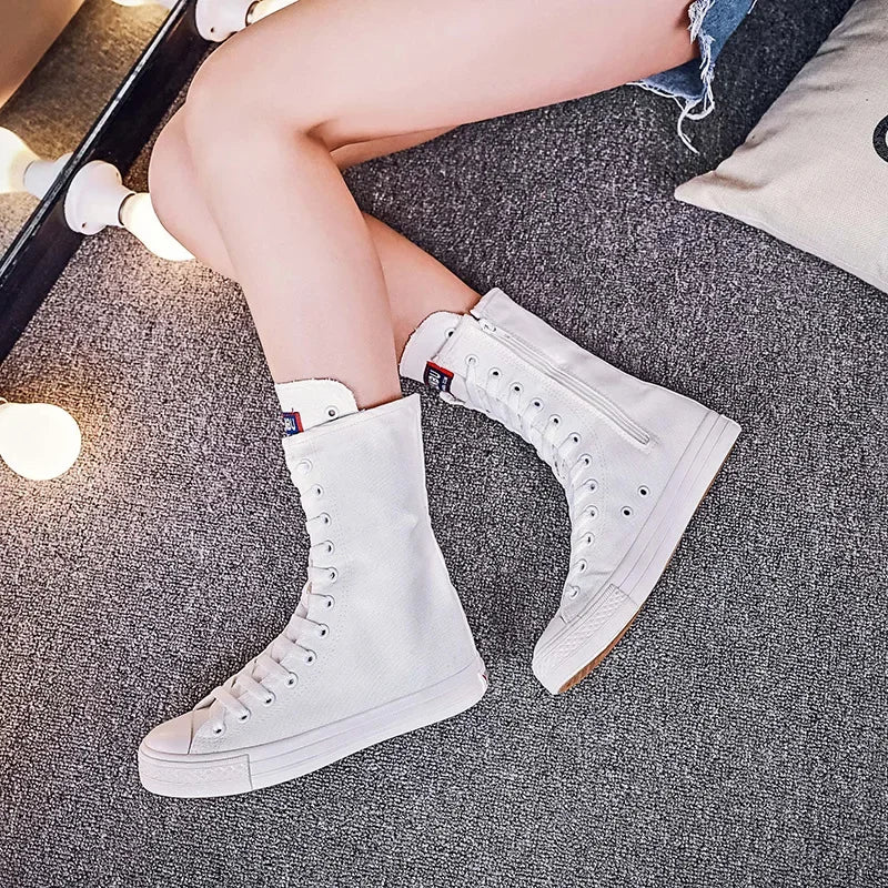 Lace Up Knee High Boots
