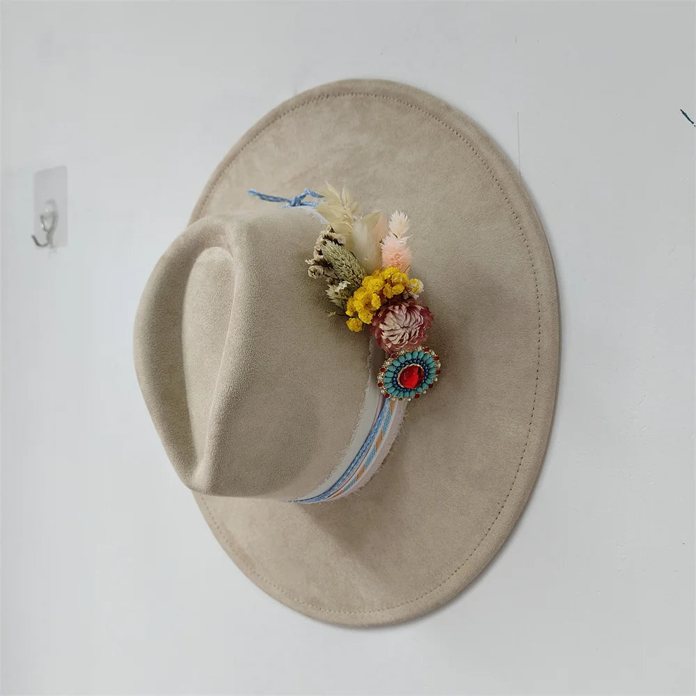 Embroidered Flower Fedora