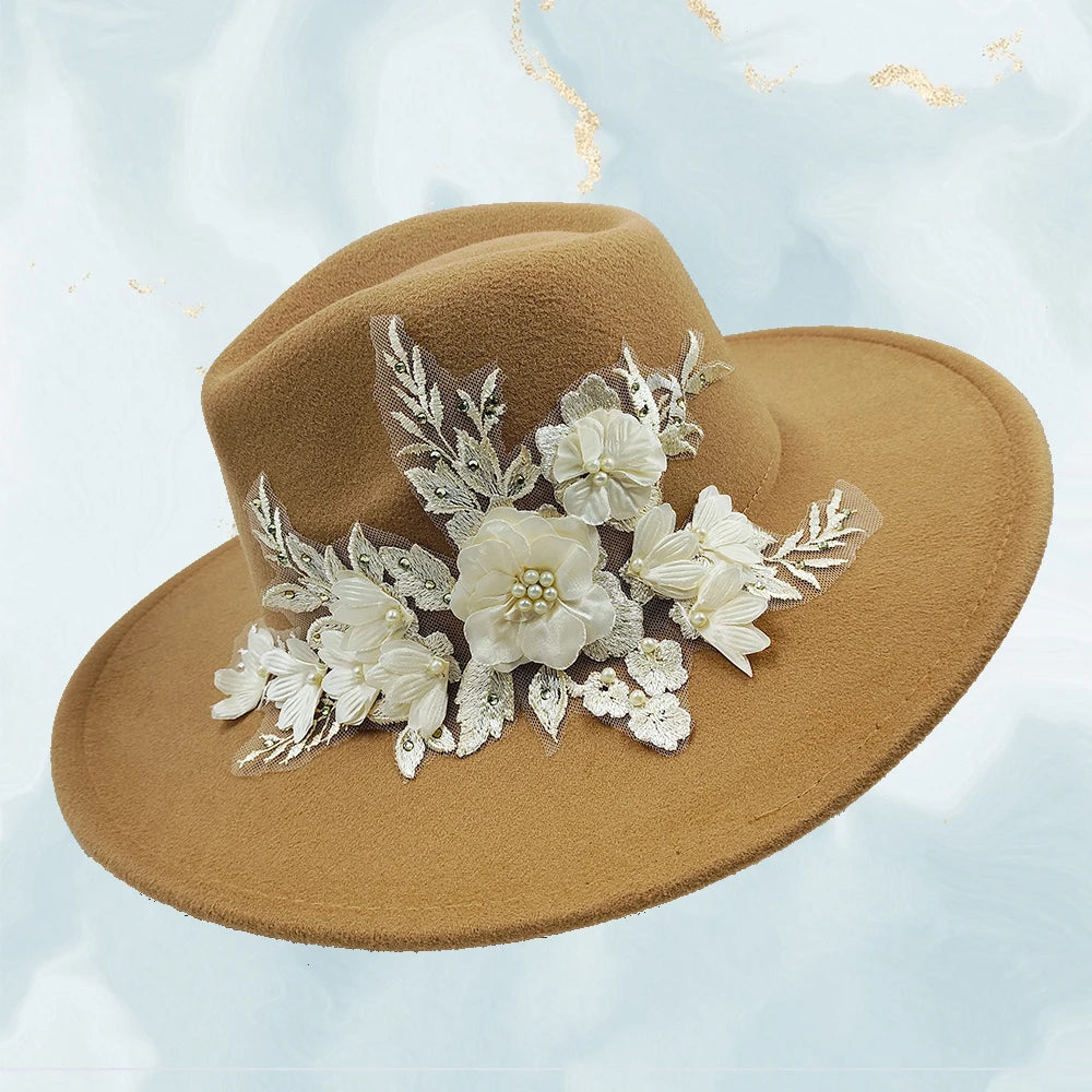 Embroidered Flower Fedora
