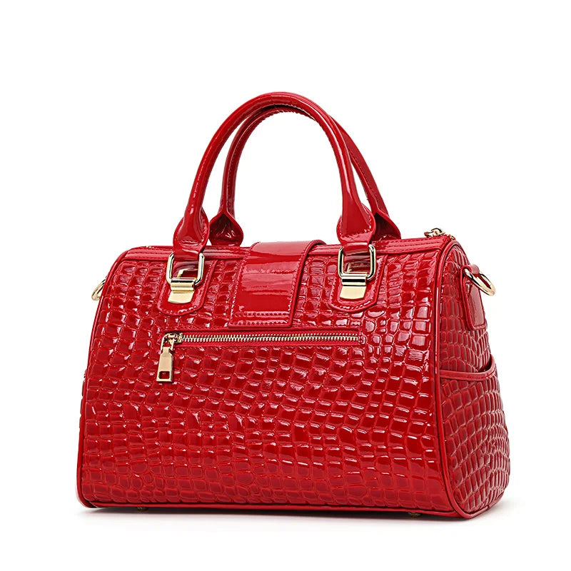 Cowhide Crocodile-Embossed Tote Bag