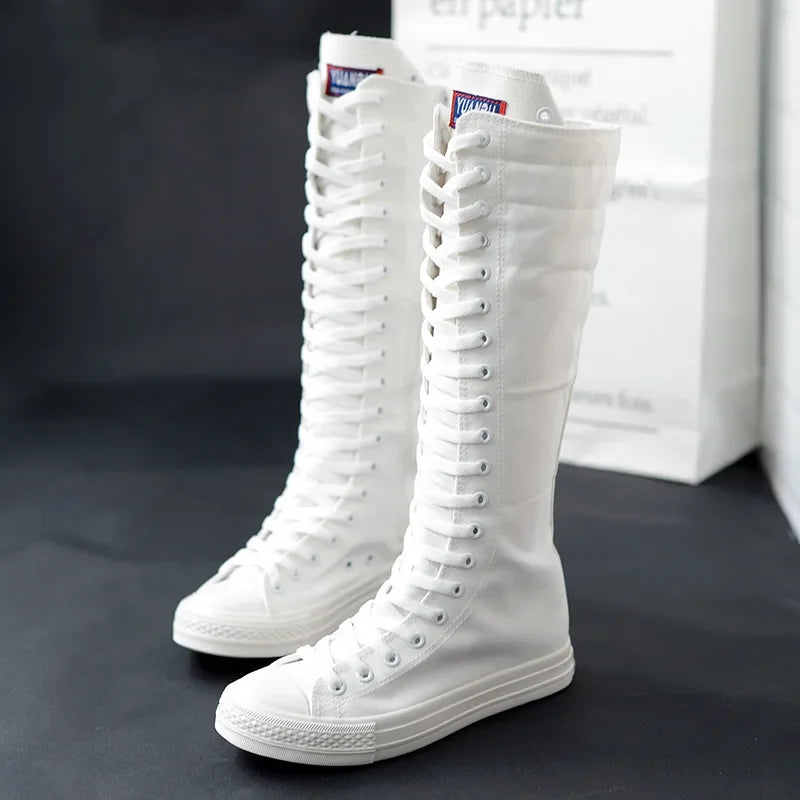 Lace Up Knee High Boots