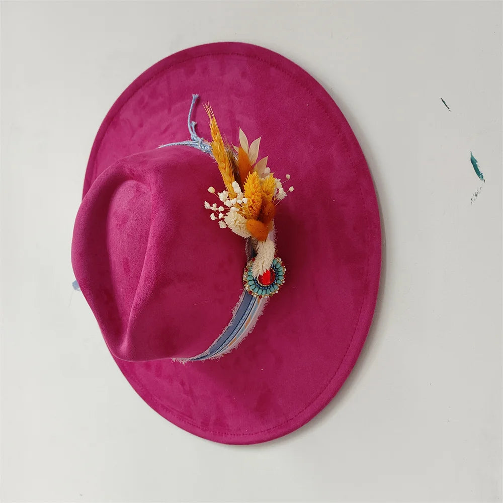 Embroidered Flower Fedora