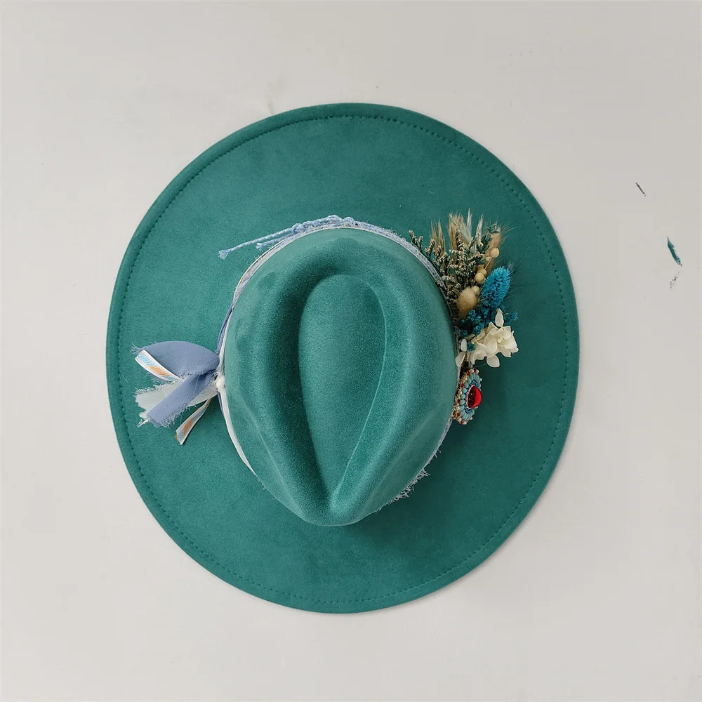 Embroidered Flower Fedora