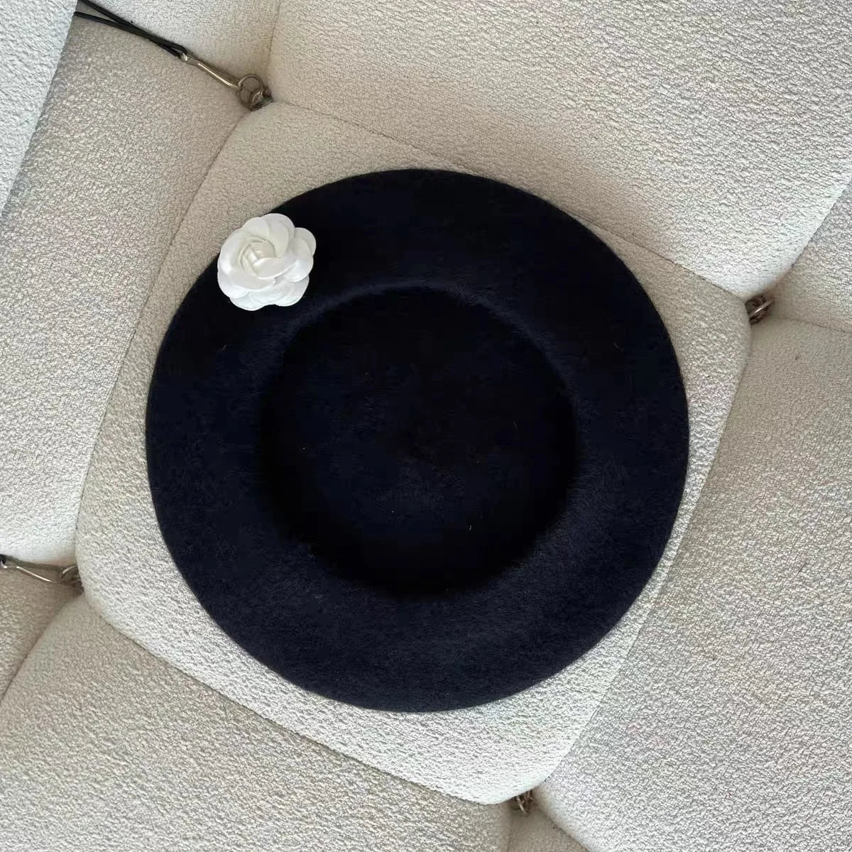 French Flower Black Beret