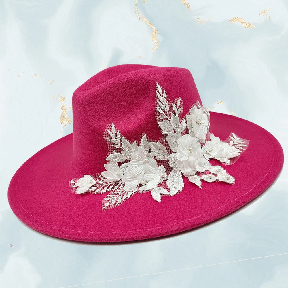 Embroidered Flower Fedora