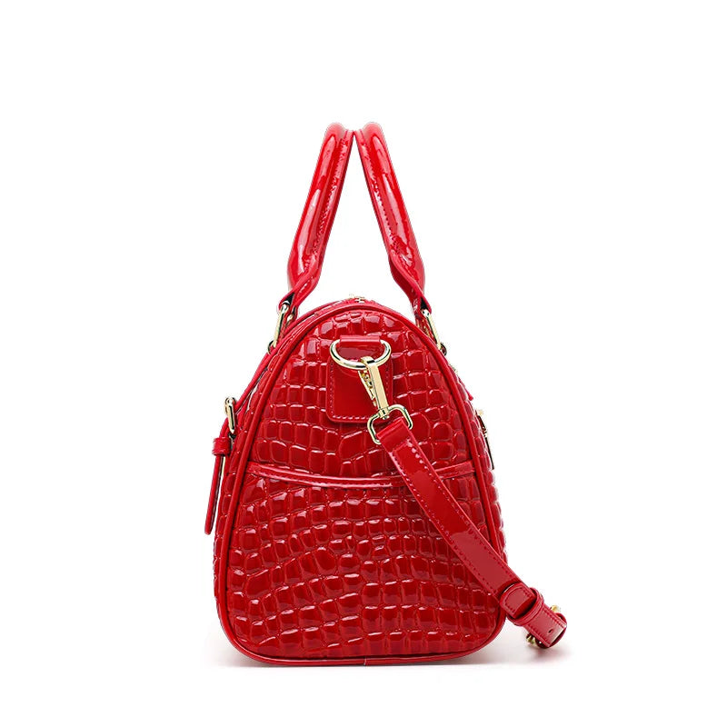 Cowhide Crocodile-Embossed Tote Bag