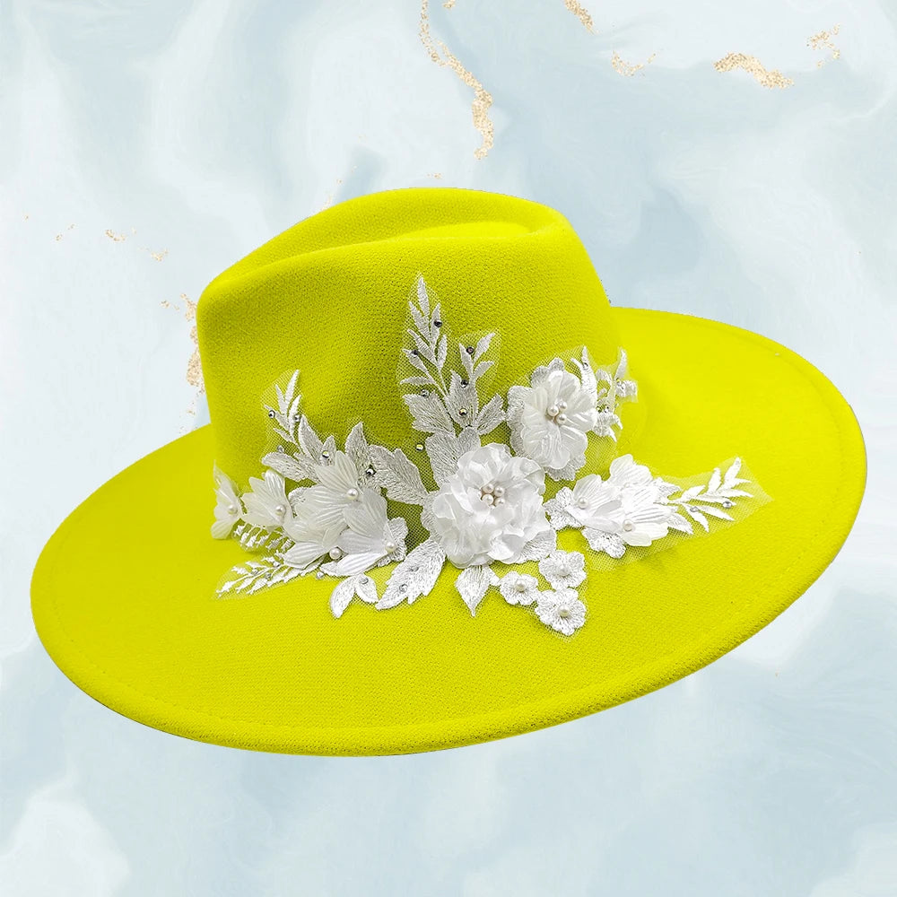 Embroidered Flower Fedora