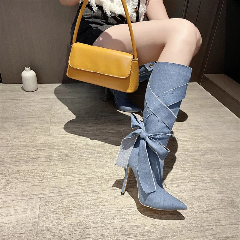 Denim Butterfly Boots