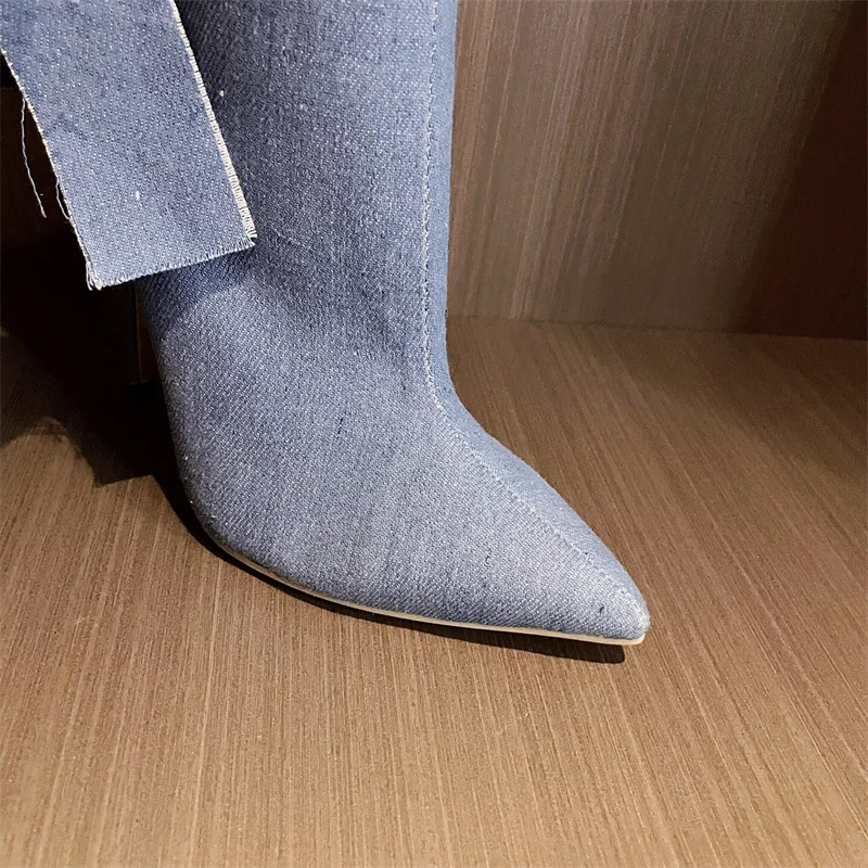 Denim Butterfly Boots