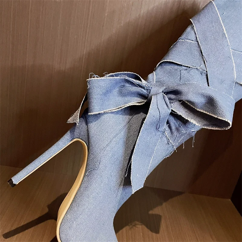 Denim Butterfly Boots